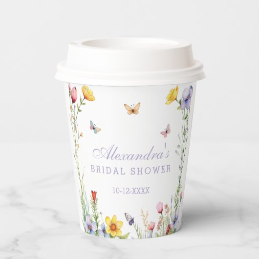 Boho Summer Wildblume Brautparty Pappbecher (Rückseite)