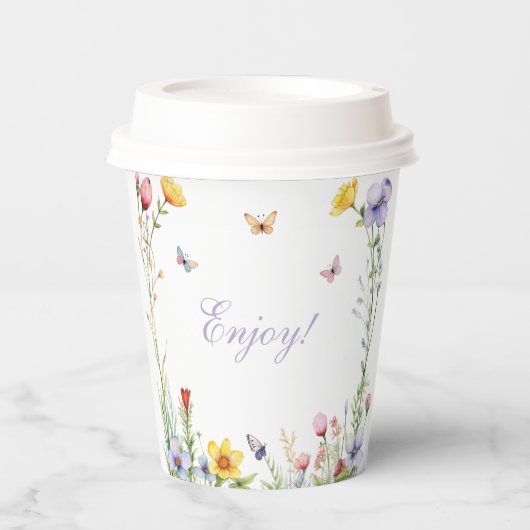 Boho Summer Wildblume Brautparty Pappbecher (Vorderseite)