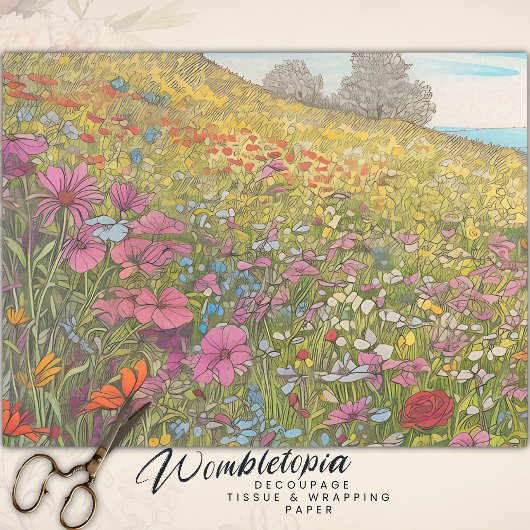 Boho Summer Wildblume Fields farbenfrohe Decoupage Seidenpapier