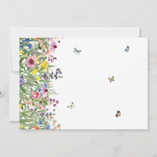 Boho Summer Wildblume Kinderdusche Einladung (Rückseite)