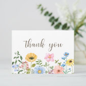 Boho Summer Wildblumen Danke-Card Dankeskarte (Stehend Vorderseite)