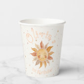 Boho Sun 1. Geburtstagsmädchen Pappbecher (Rückseite)