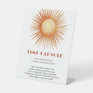 Boho Sun 1. Geburtstagszeit Kapsel Sockelschild