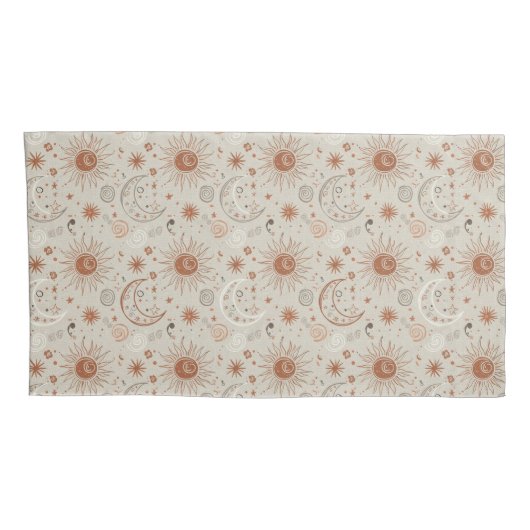 Boho Sun and Moon Pattern Kissenbezug (Rückseite-Rechts)