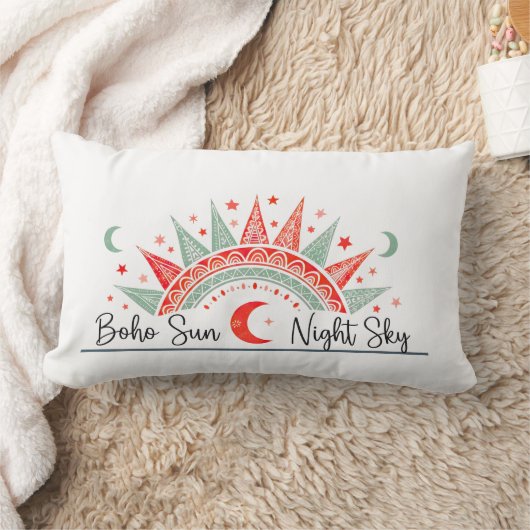 Boho Sun and Night Sky Celestial Pattern  Pillow  Lendenkissen (Decke)
