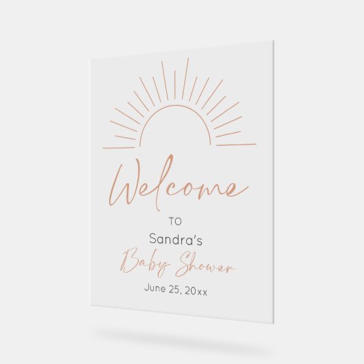 Boho Sun Baby Dusche Begrüßungszeichen Acrylschild (Winkel)