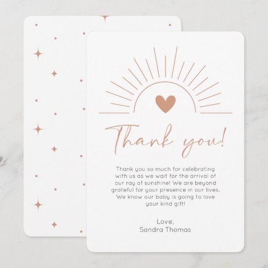 Boho Sun Baby Dusche Danke Karte (Vorne/Hinten)