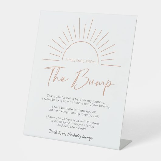 Boho Sun Baby Dusche eine Nachricht von der Bump Sockelschild (Vorderseite)