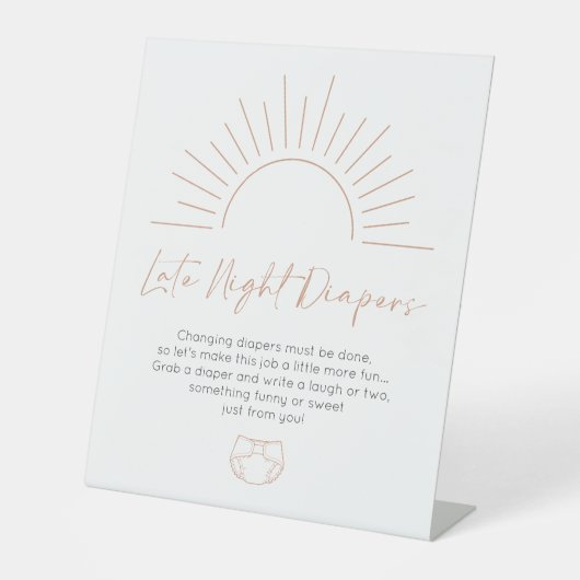 Boho Sun Baby Dusche Spate Night Diapers Sockelschild (Vorderseite)