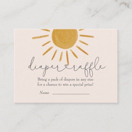 Boho Sun Baby Duwer Windel Raffle Begleitkarte (Vorderseite)