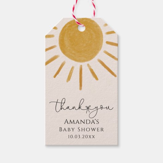 Boho Sun Baby Shower Geschenkanhänger (Vorderseite)