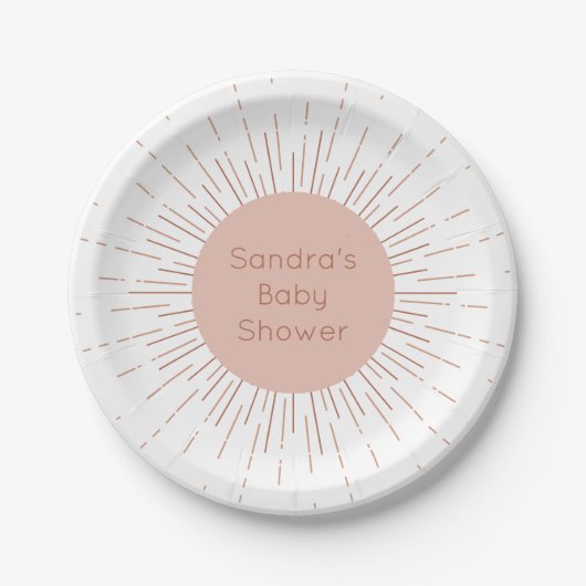Boho Sun Baby Shower Pappteller (Vorderseite)