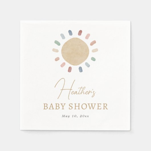 Boho Sun Baby Shower Serviette (Vorderseite)