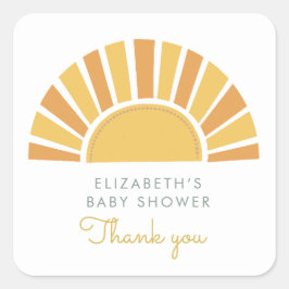Boho Sun Colorful Baby Dusche Quadratischer Aufkleber