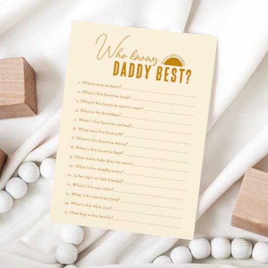 Boho Sun, der Daddy Baby Shower Game Card kennt Einladung