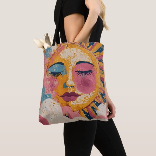 Boho Sun Face Abstract Art Tote Bag Tasche (Von Nahem)