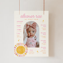 Boho Sun First Birthday Milestone Sign