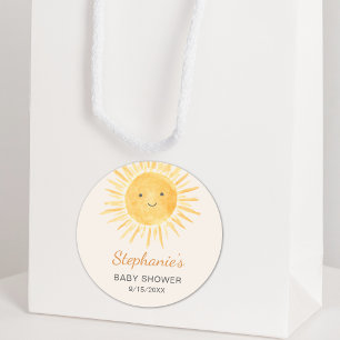 Boho Sun Gender-Neutral Baby Dusche Runder Aufkleber