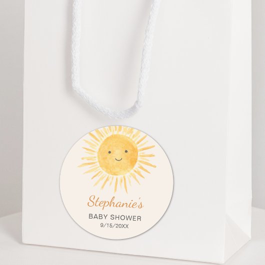 Boho Sun Gender-Neutral Baby Dusche Runder Aufkleber