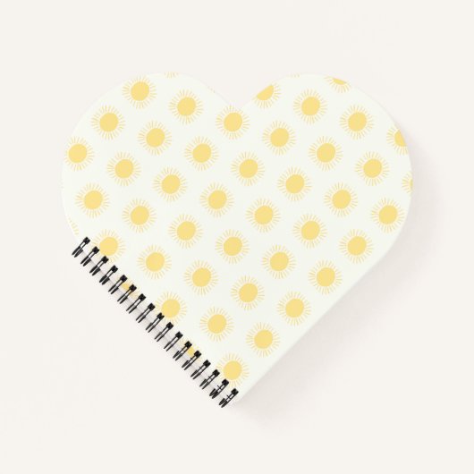 Boho Sun Heart-förmiges Notebook in Gelb Notizblock (Vorderseite)