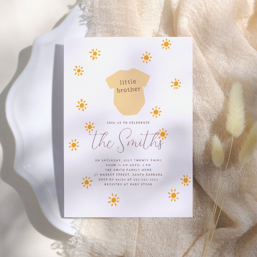 Boho Sun Little Brother Sunshine Baby Dusche Einladung