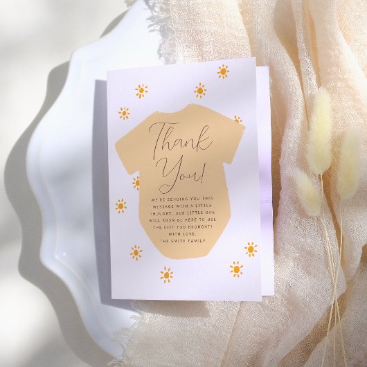 Boho Sun Little Sunshine Baby Shower Dankeskarte