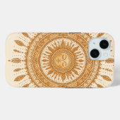 Boho Sun Mandala Phone Case | Earthy Tribal Sun De (Rückseite (Horizontal))