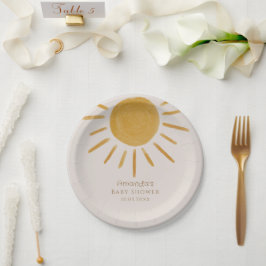 Boho Sun Minimalistisch Baby Dusche Pappteller