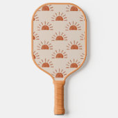 Boho Sun Mit Monogramm Initials braun rosa Streife Pickleball Schläger (Vorderseite)