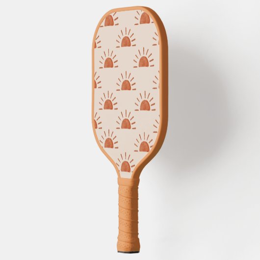 Boho Sun Mit Monogramm Initials braun rosa Streife Pickleball Schläger (Links)