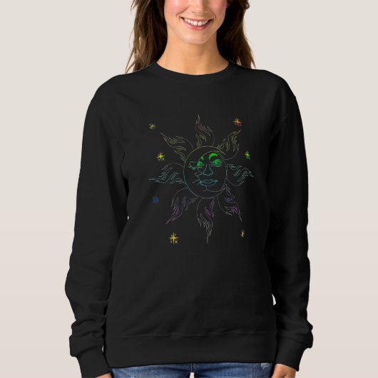 Boho Sun Moon Celestial Body Astronomy Universe As Sweatshirt (Vorderseite)