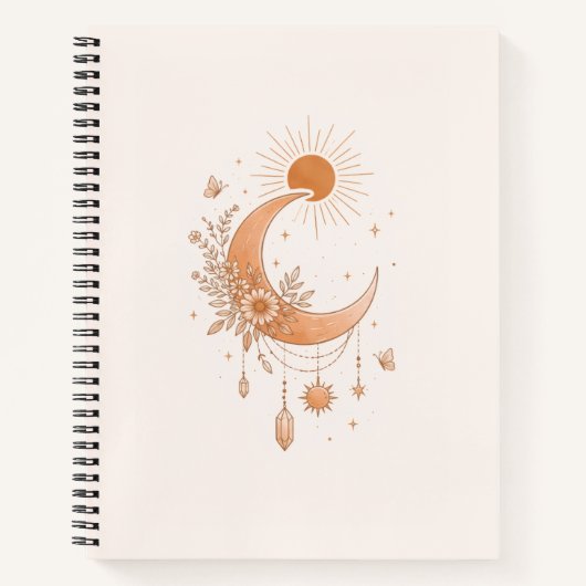 Boho Sun & Moon Deluxe Notebook Notizblock (Vorderseite)