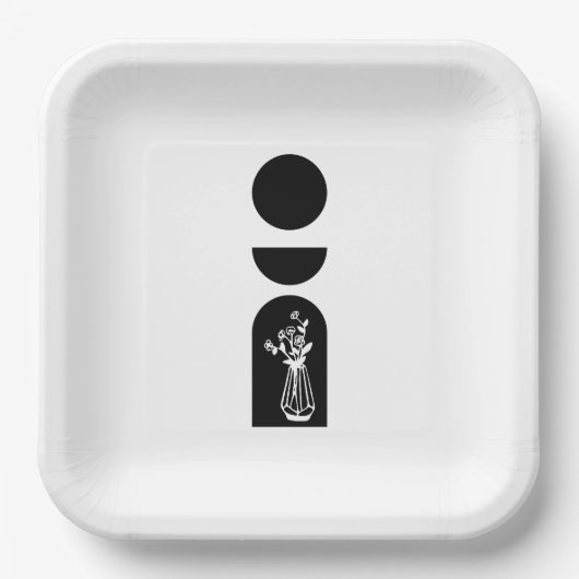 Boho Sun Moon Flower Pot boho bohemian Pappteller (Vorderseite)