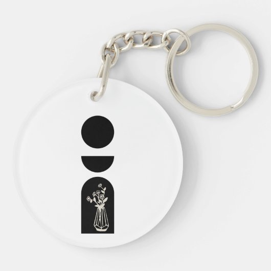 Boho Sun Moon Flower Pot boho bohemian Schlüsselanhänger (Rückseite)