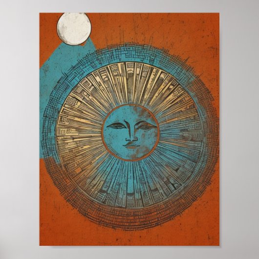 Boho Sun Moon Printable Wall Art Poster (Vorne)
