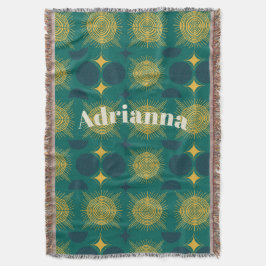 Boho Sun Moon Stars Baby Aquamarin gelb Personalis Decke