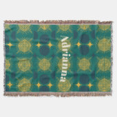 Boho Sun Moon Stars Baby Aquamarin gelb Personalis Decke (Vorderseite)