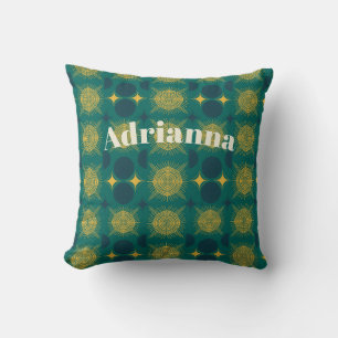 Boho Sun Moon Stars Baby Aquamarin gelb Personalis Kissen