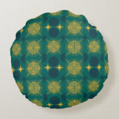 Boho Sun Moon Stars Baby Aquamarin gelb Personalis Rundes Kissen (Rückseite)