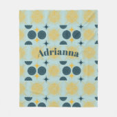 Boho Sun Moon Stars Baby Blue Yellow Personalisier Fleecedecke (Vorderseite)