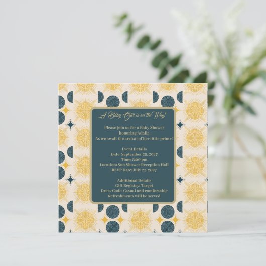 Boho Sun Moon Stars Blue Yellow (Stehend Vorderseite)