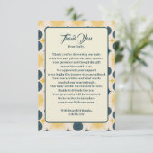 Boho Sun Moon Stars Blue Yellow Baby Dusche Dankeskarte (Stehend Vorderseite)