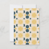 Boho Sun Moon Stars Blue Yellow Dankeskarte (Rückseite)