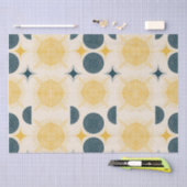 Boho Sun Moon Stars Blue Yellow Seidenpapier (Handwerk)