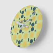 Boho Sun Moon Stars Minz Blue Yellow Personalisier Runde Wanduhr (Winkel)