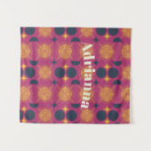 Boho Sun Moon Stars Rosa Blau Wandteppich (Vorderseite (Horizontal))