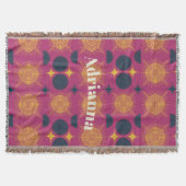 Boho Sun Moon Stars Rosa Gelb Personalisiert Decke (Vorderseite)