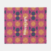 Boho Sun Moon Stars Rosa Gelb Personalisiert Fleecedecke (Vorderseite (Horizontal))