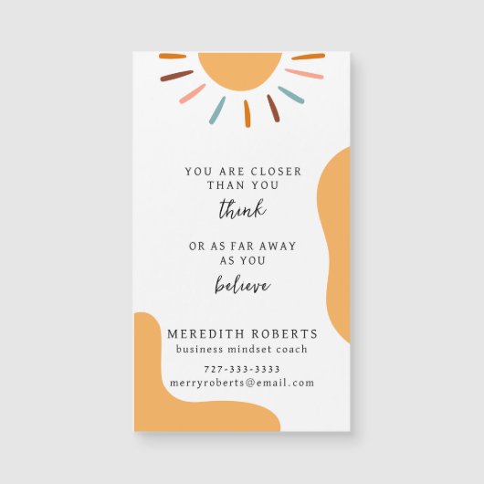 Boho Sun Motivierend Quote Business Card Magnet (Vorderseite)