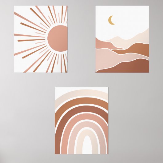 Boho Sun Mountain Rainbow Playroom Decke Bilderwand Sets (Vorderseite)